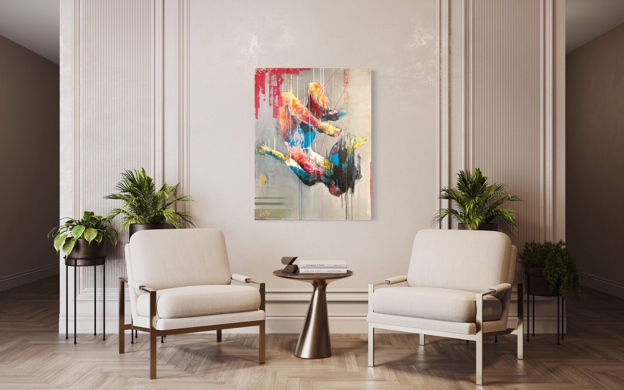 Towards painting by Kicki Edgren Towards painting by Kicki Edgren view in a modern entry way