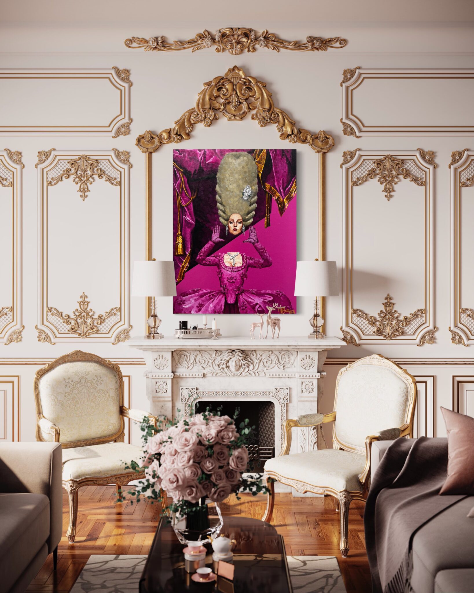 Mauritzio Battifora Marie Antoinette painting view in a room Mauritzio Battifora Marie Antoinette painting view in a room