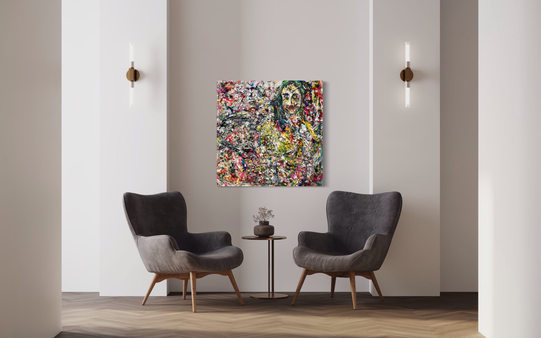 Mixed media figurative painting by Haleh Mashian Mixed media figurative painting by Haleh Mashian