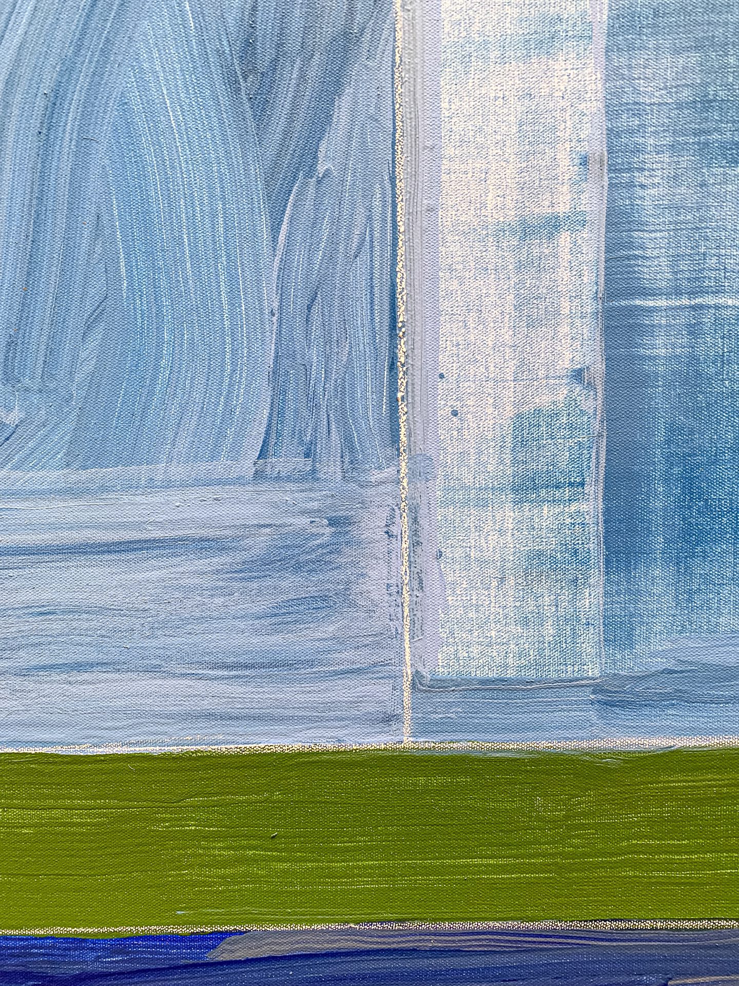 AH 9-3 David Kupferman Detail 1 A close up detail shot of the modern, geometric triptych painting by David Kupferman