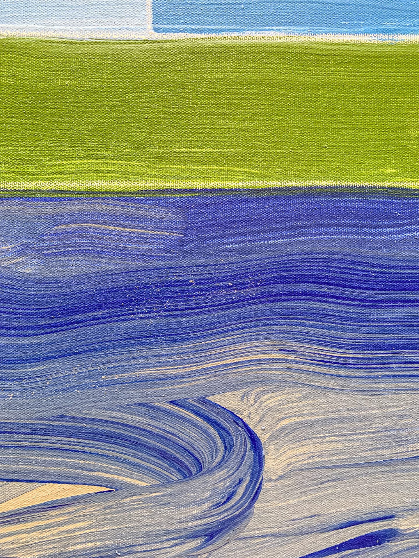 AH 9-3 David Kupferman Detail 2 A close up detail shot of the modern, geometric triptych painting by David Kupferman