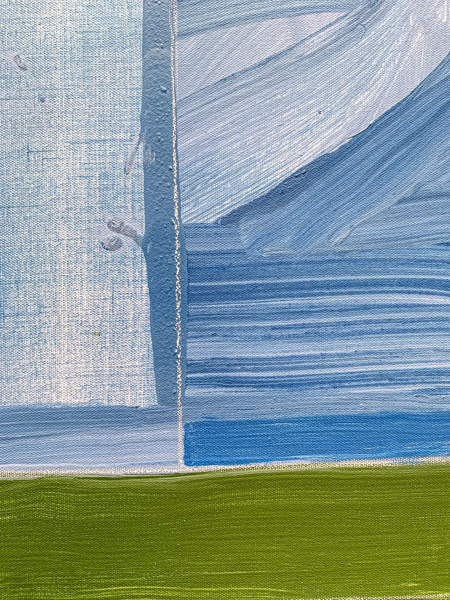 AH 9-3 David Kupferman Detail 3 A close up detail shot of the modern, geometric triptych painting by David Kupferman