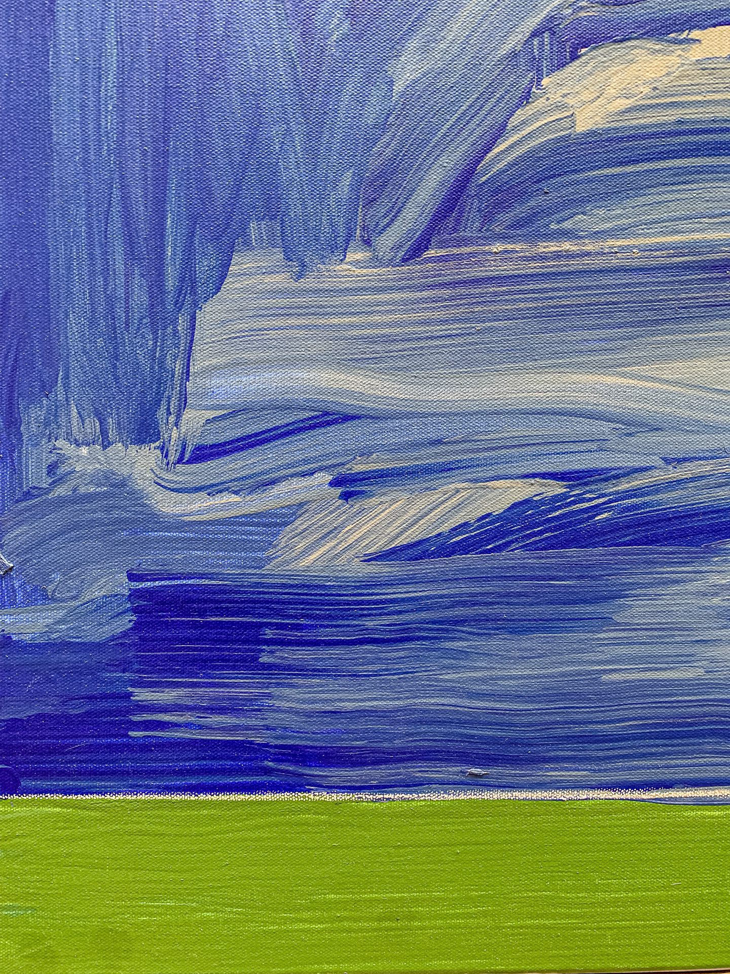 AH 9-3 David Kupferman Detail 4 A close up detail shot of the modern, geometric triptych painting by David Kupferman