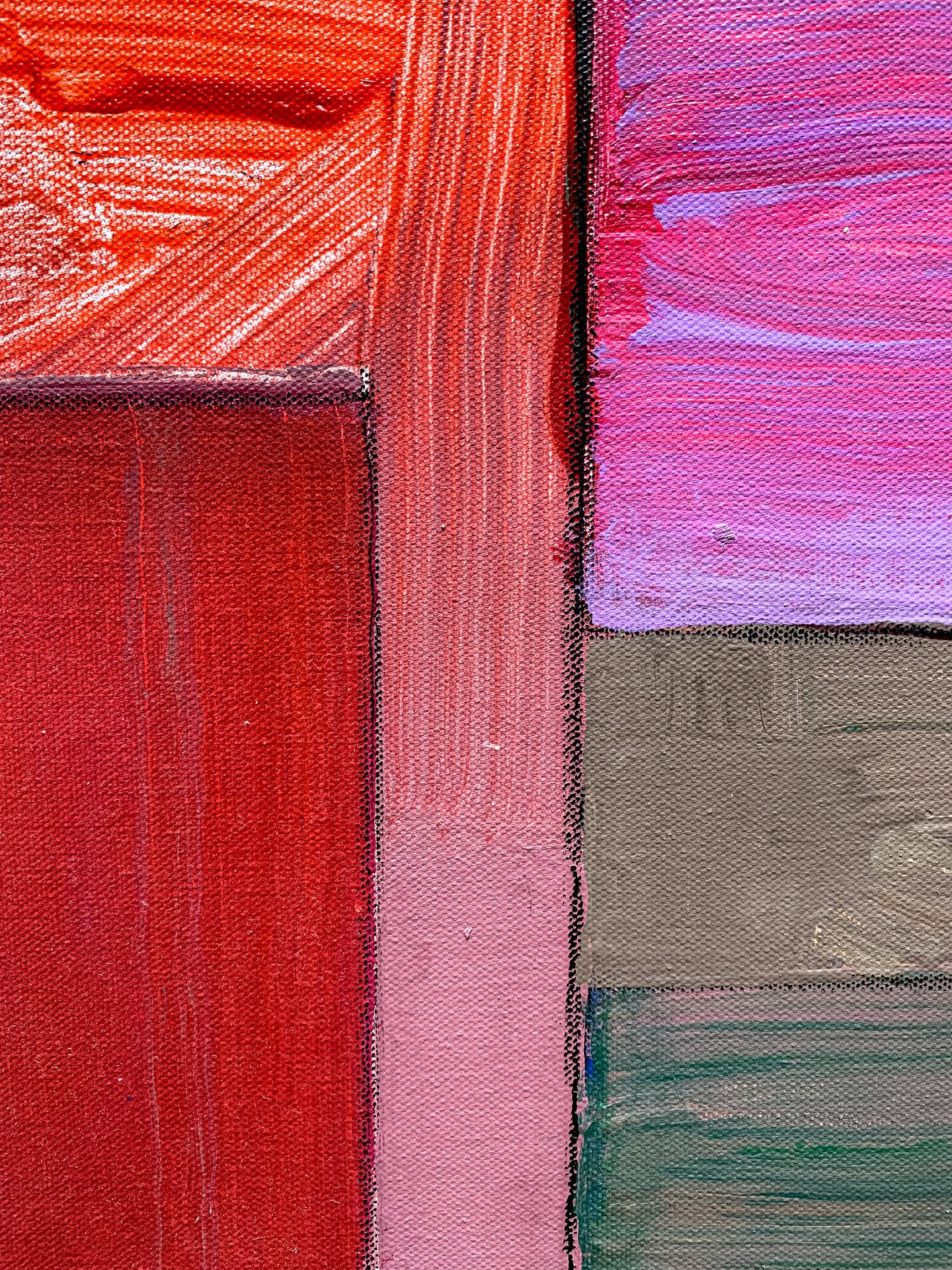 AI 1-6 David Kupferman Detail A close up photo of a modern, colorful geometric painting by David Kupferman, AI 1-6