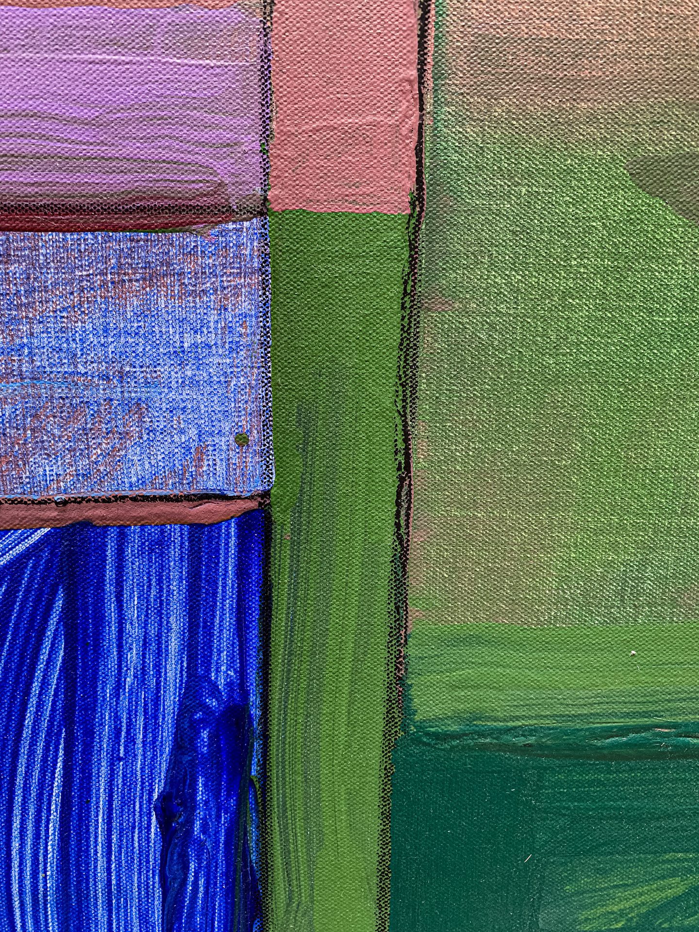 AI 1-6 David Kupferman Detail 3 A close-up detail photo of a modern, colorful geometric painting by David Kupferman, AI 1-6