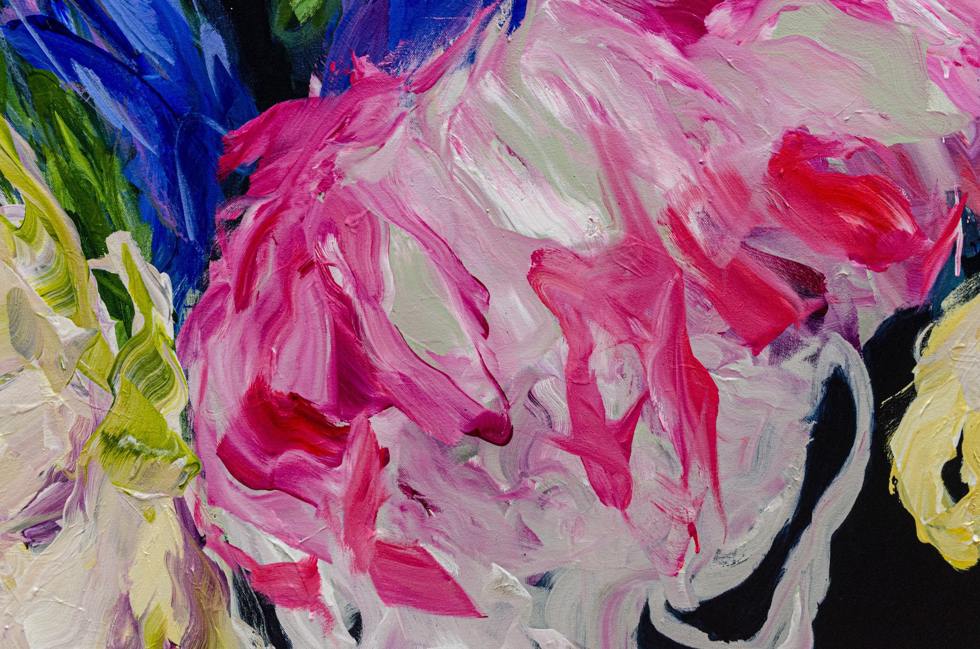 Lost In A Dream 2 Ramona Stelzer Detail Shot 5 A detailed close up photo of the large abstract floral painting, Lost in a Dream #2 by Ramona Stelzer