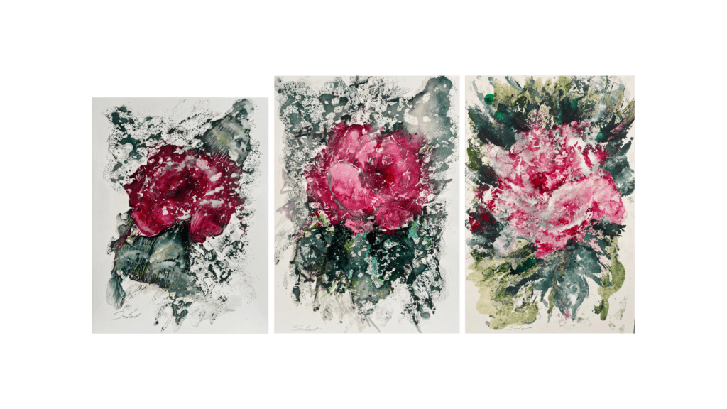 misty rose triptych